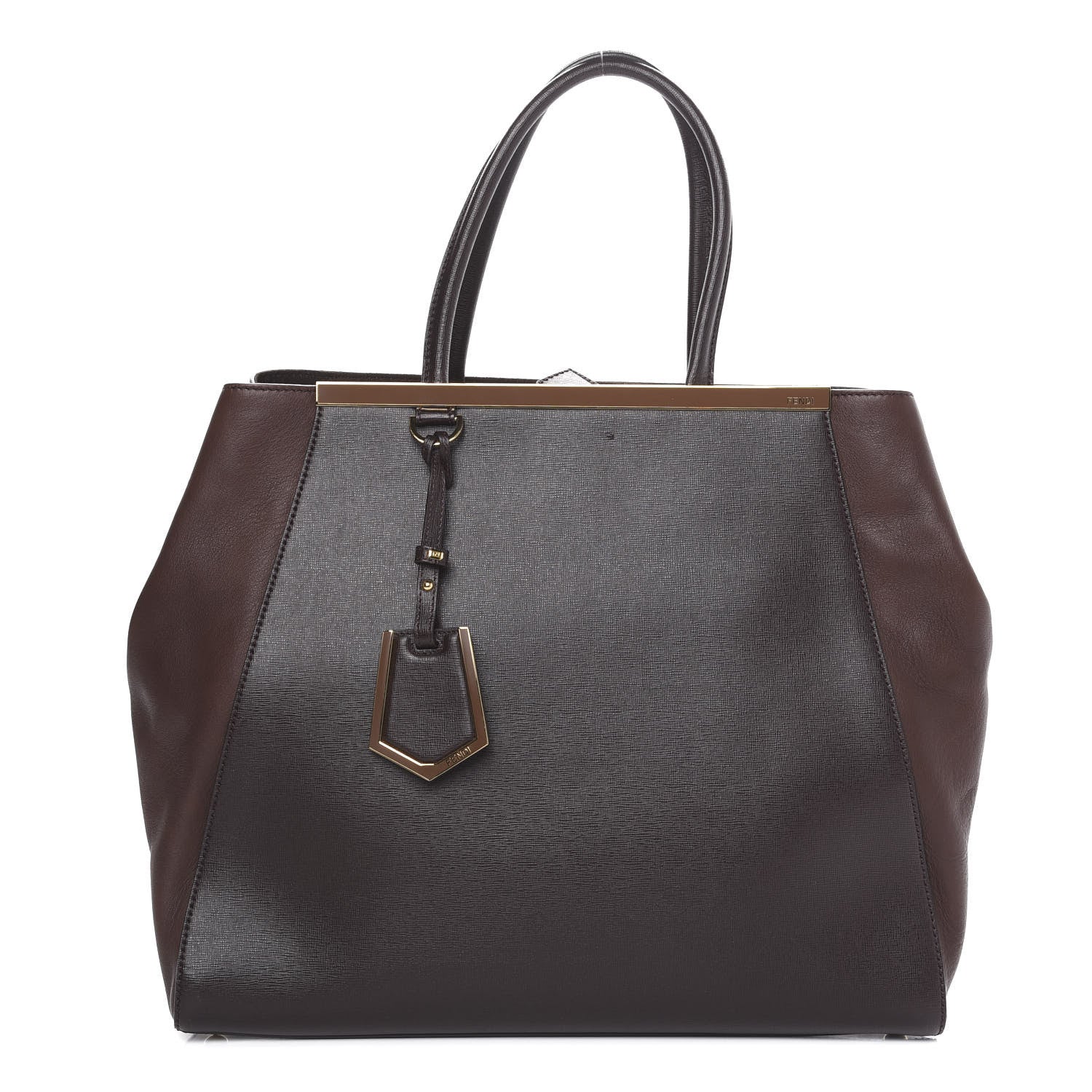 Fendi Vitello Elite Flamingo Large 2Jours Tote Moro Marrone Nocciola 1 of 12