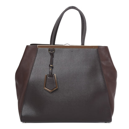 Fendi Vitello Elite Flamingo Large 2Jours Tote Moro Marrone Nocciola 1 of 12