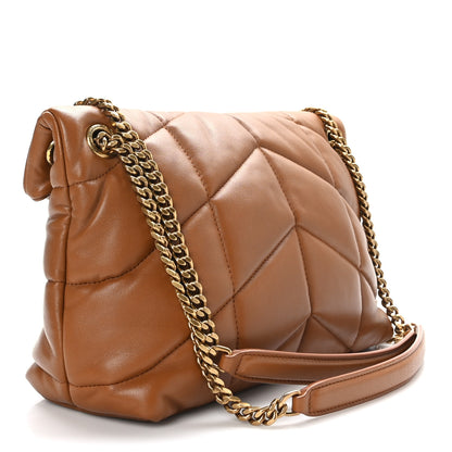 Saint Laurent Lambskin Quilted Small Loulou Puffer Monogram Chain Satchel Dark Honey 3 of 9