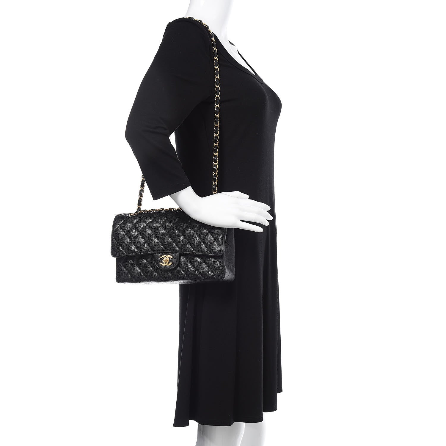 Chanel Caviar Quilted Medium Double Flap Black 2 of 12