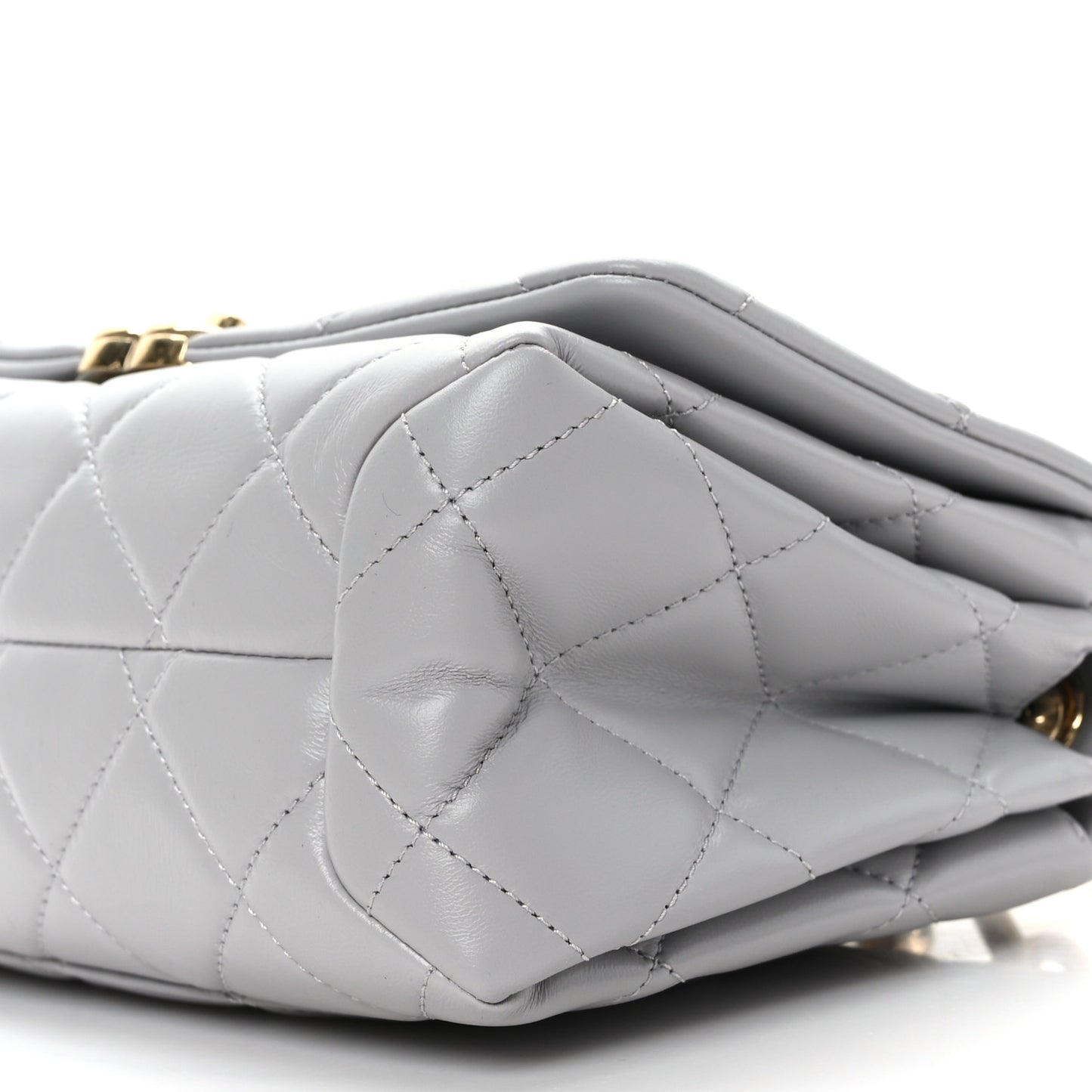 Lambskin Quilted Medium Color Match Flap Grey