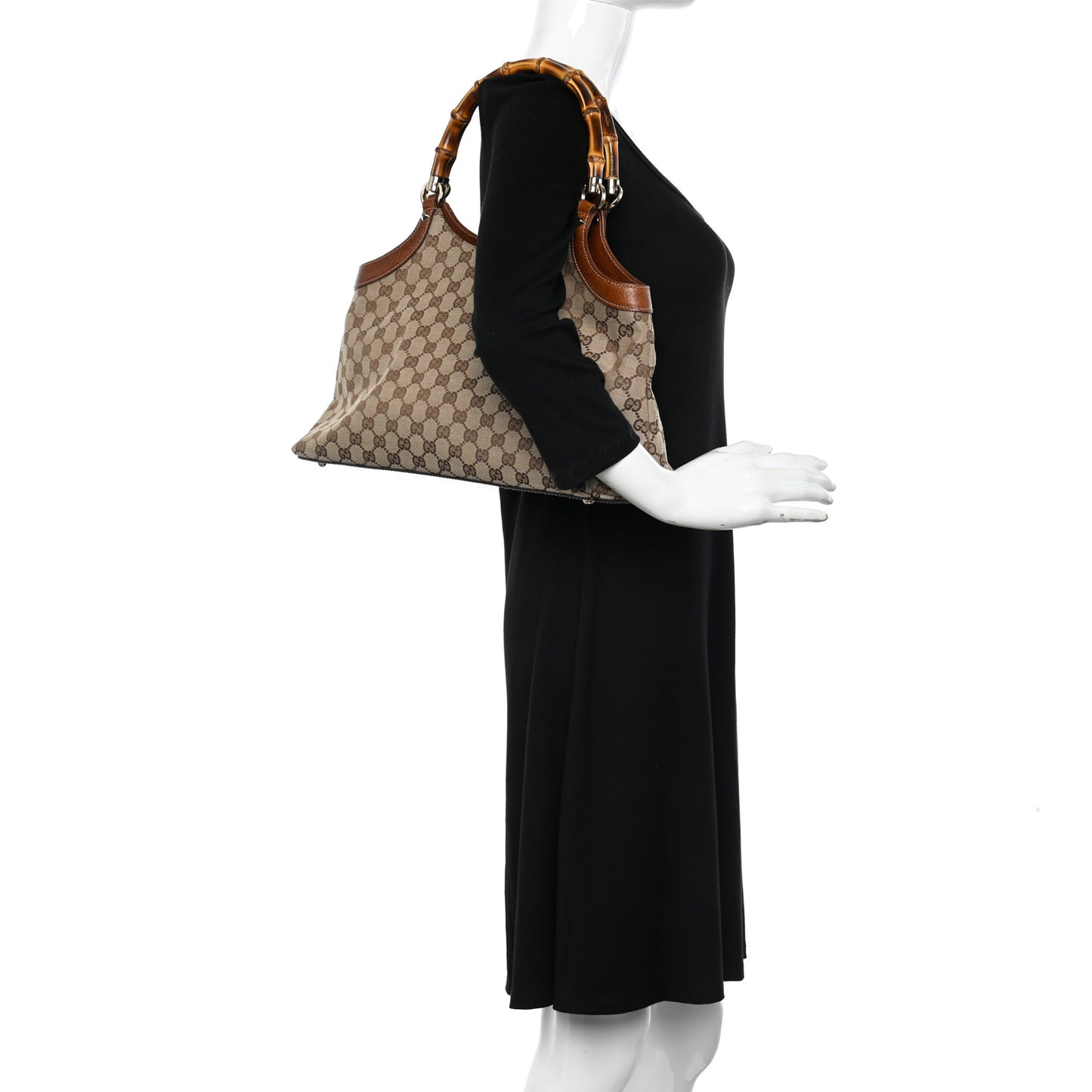 Monogram Bamboo Handle Bag Brown