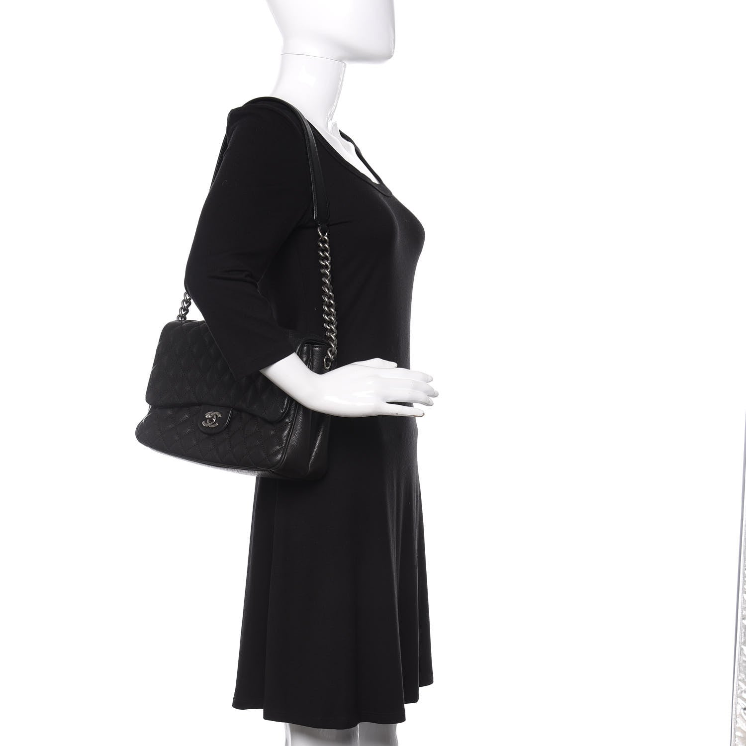 Chanel Caviar Quilted Medium Rock In Rome Single Flap Black 2 of 12