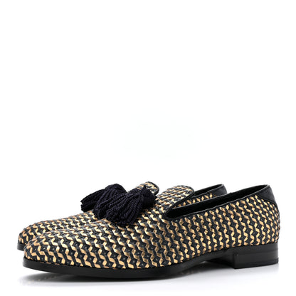 Jimmy Choo Nappa Womens Mens Foxley Tassel Loafers 44 Official Navy Gold 3 of 10