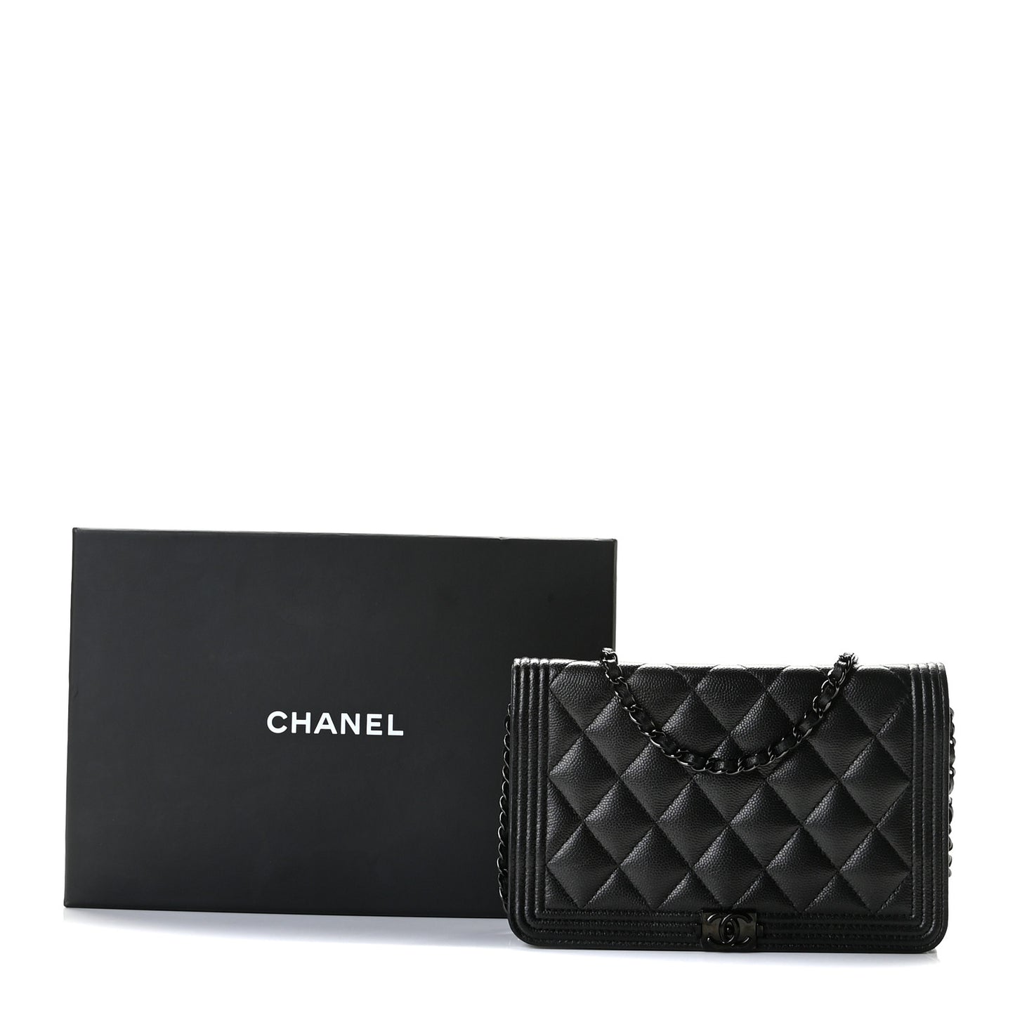 Caviar Quilted Boy Wallet On Chain WOC So Black