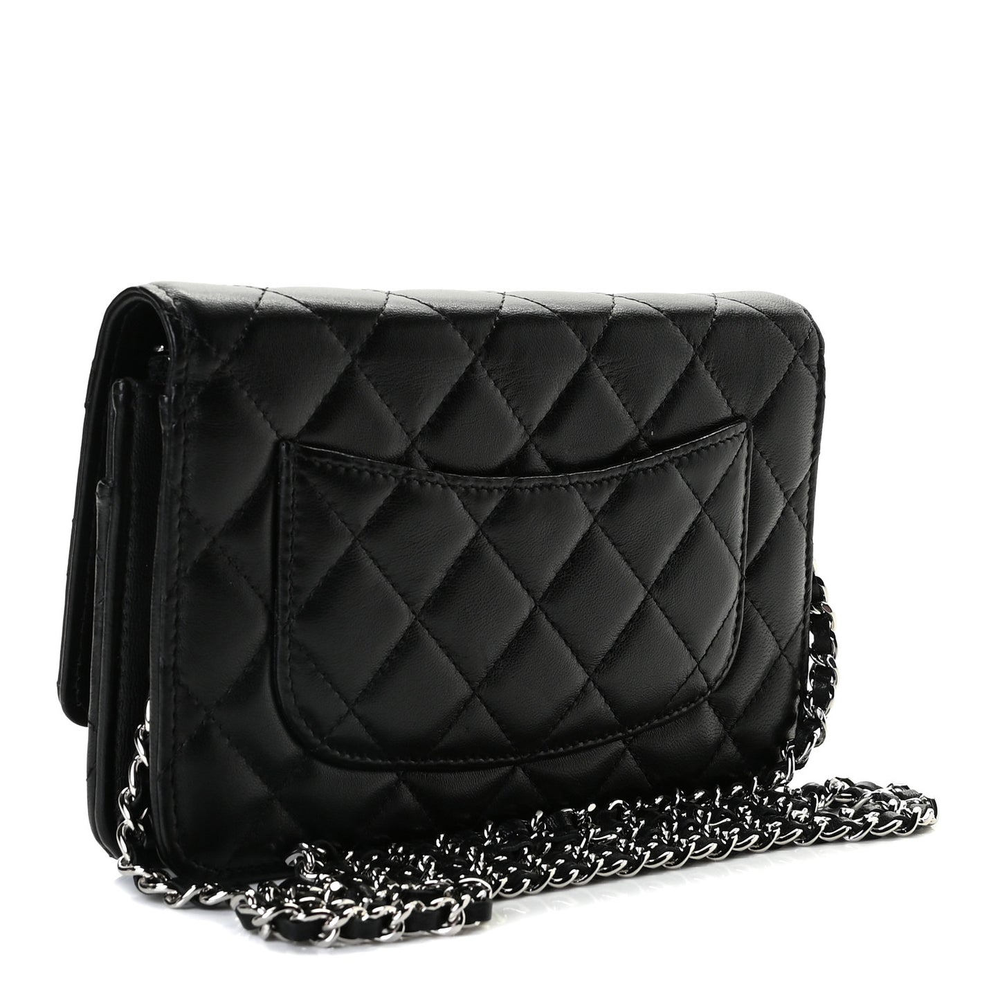 Lambskin Quilted Wallet On Chain WOC Black