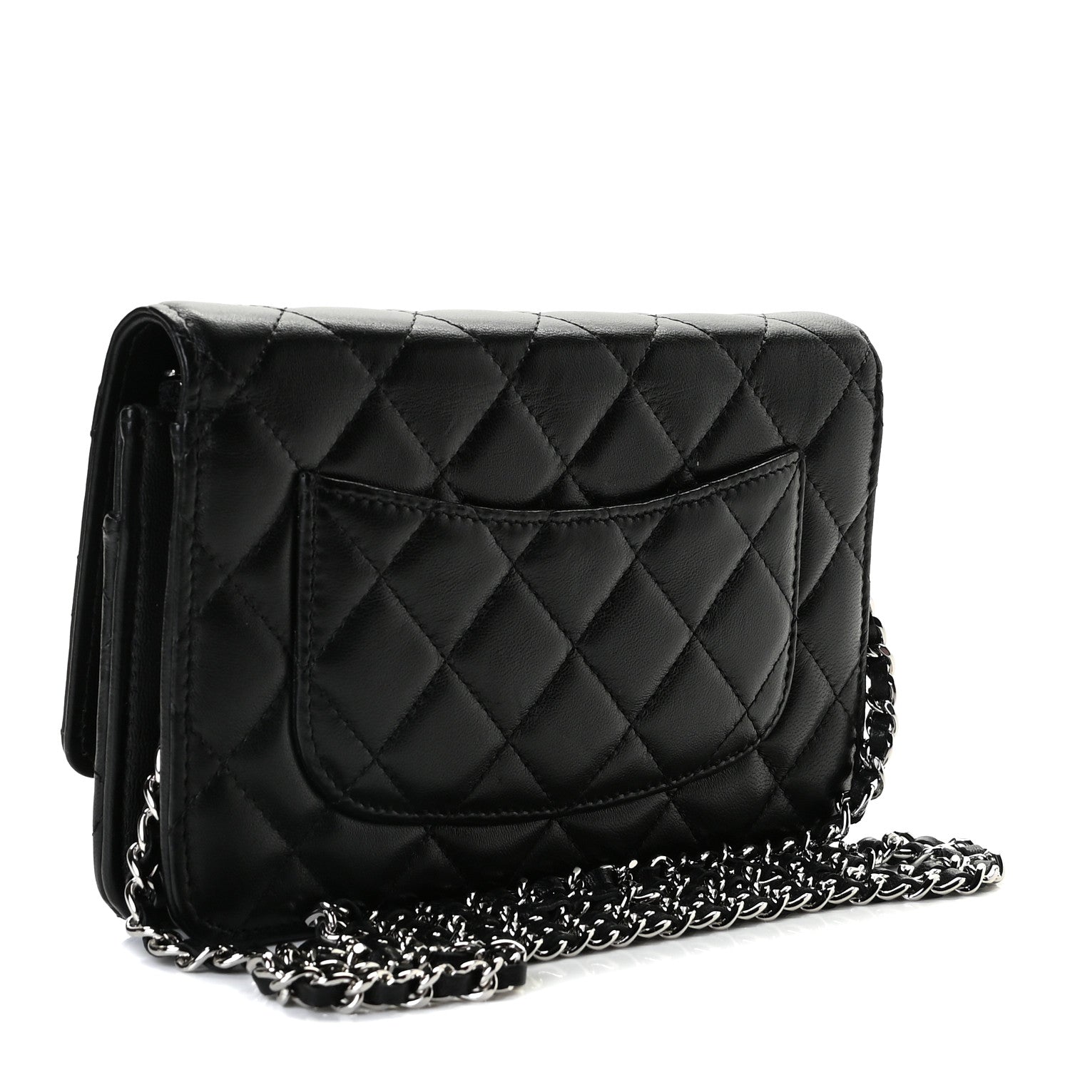 Chanel Lambskin Quilted Wallet On Chain WOC Black 3 of 8