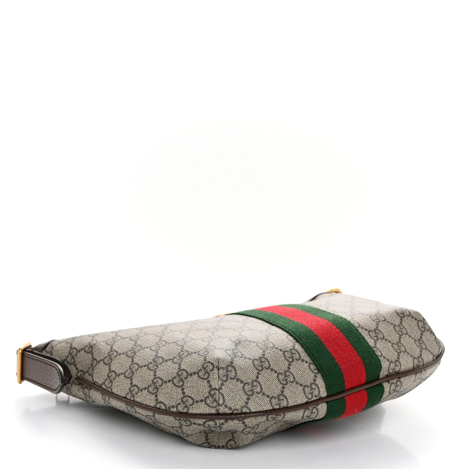 Gucci GG Supreme Monogram Textured Dollar Calfskin Web Small Ophidia Half Moon Hobo Beige Ebony New Acero 4 of 10