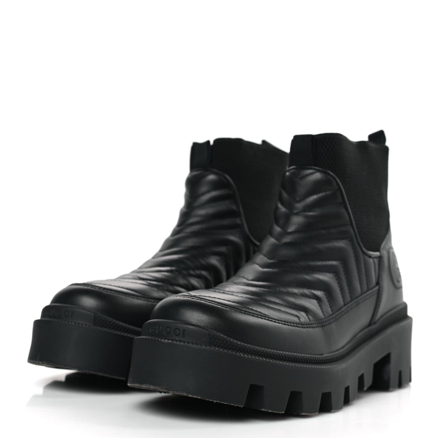 Calfskin Nappa Matelasse Frances Chelsea Boots 36 Black