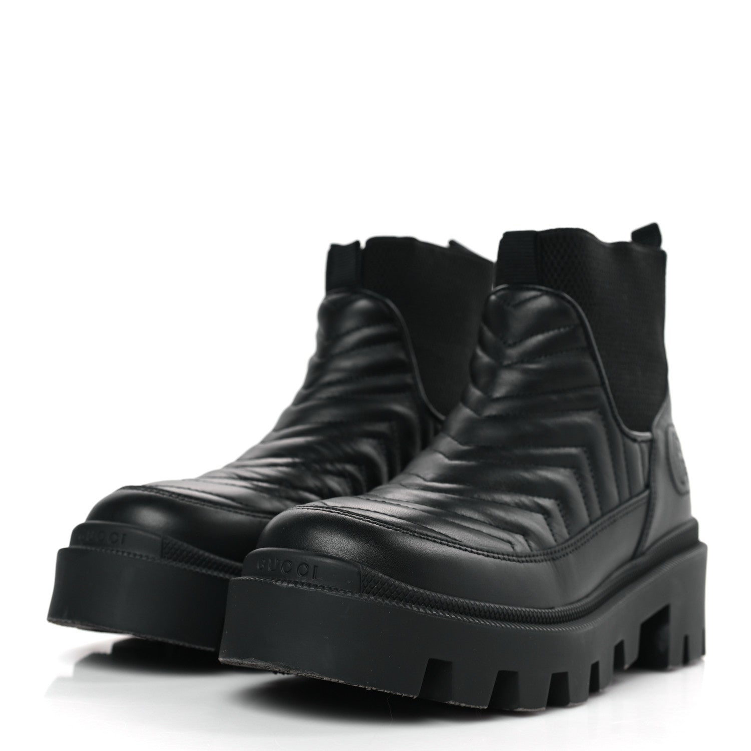 Gucci Calfskin Nappa Matelasse Frances Chelsea Boots 36 Black 3 of 9