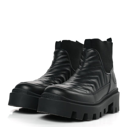 Gucci Calfskin Nappa Matelasse Frances Chelsea Boots 36 Black 3 of 9