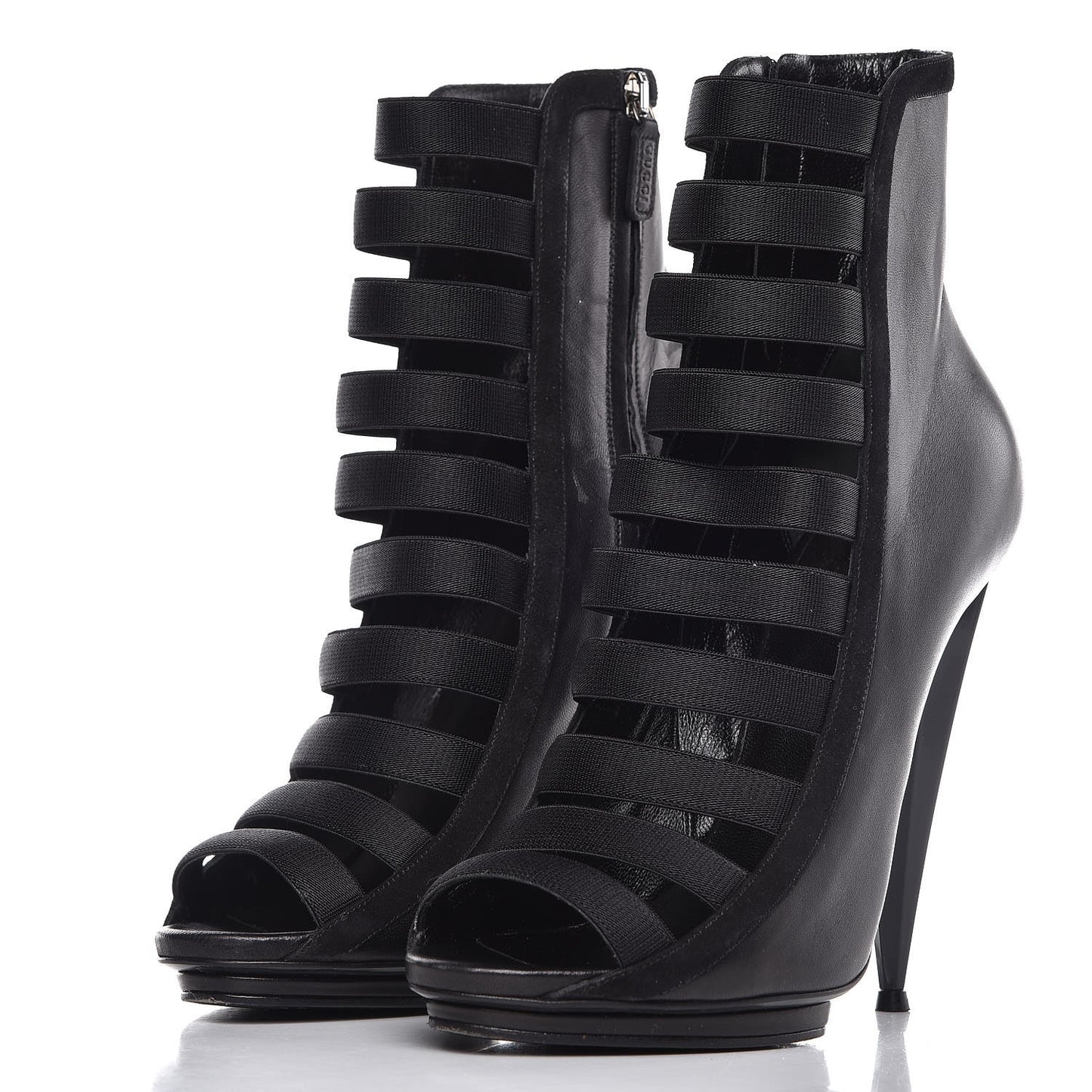 Nappa Kid Scamosciato Elastic Olimpia Open Toe Booties 40 Black