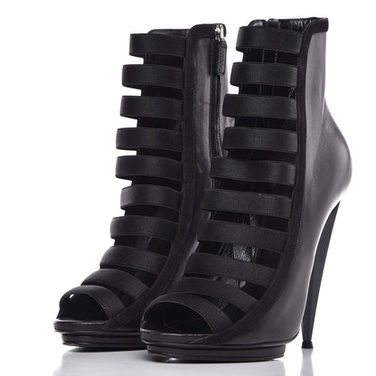 Gucci Nappa Kid Scamosciato Elastic Olimpia Open Toe Booties 40 Black 3 of 11