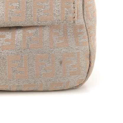 Fendi Metallic Jacquard Zucchino Suede Mini Mama Baguette Cipria Argento Grigio 14 of 14