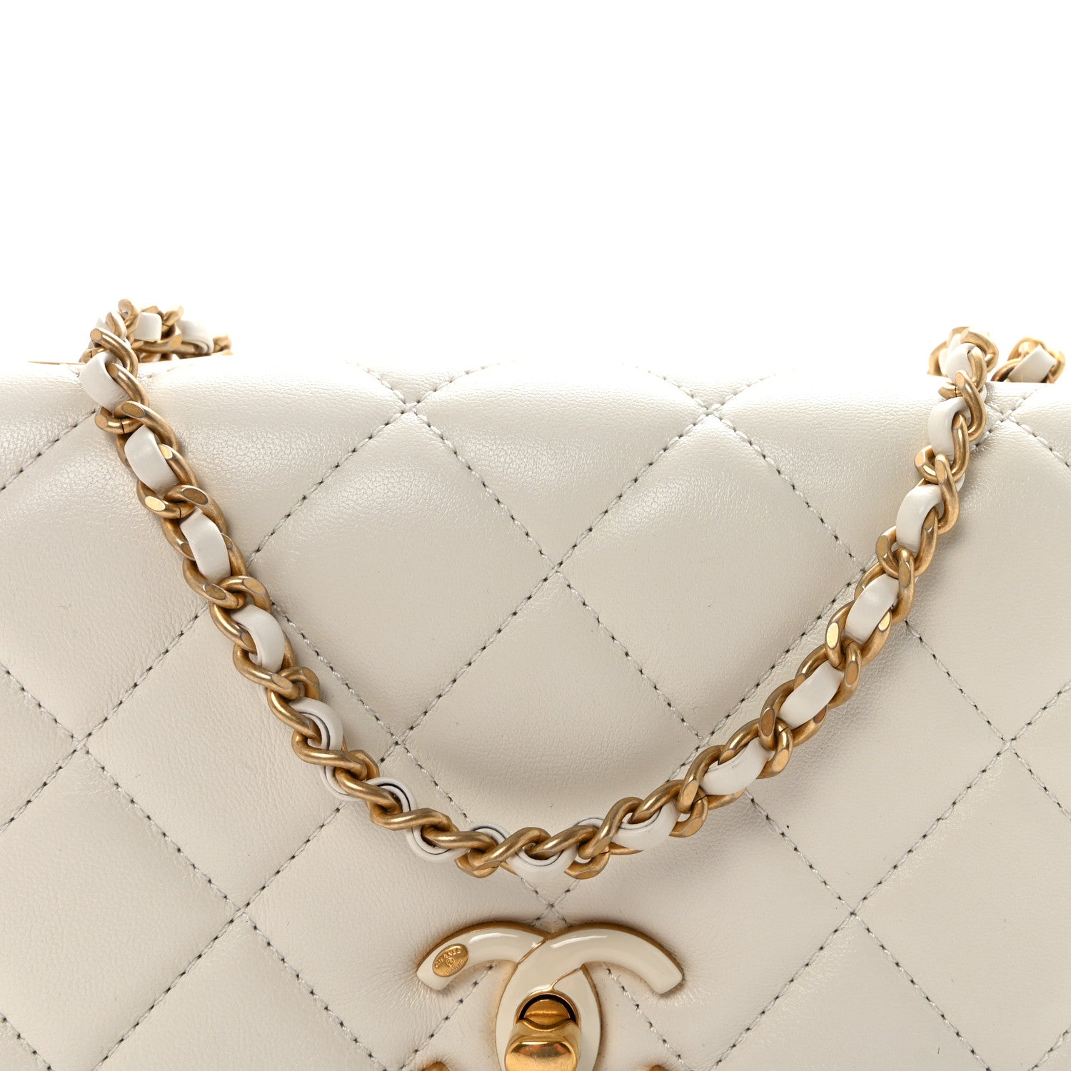 Chanel Shiny Lambskin Quilted Enamel CC Small Flap White 8 of 11