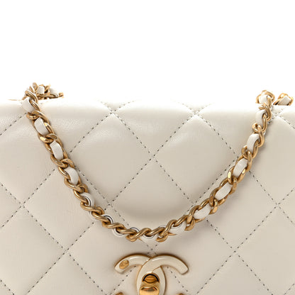 Chanel Shiny Lambskin Quilted Enamel CC Small Flap White 8 of 11