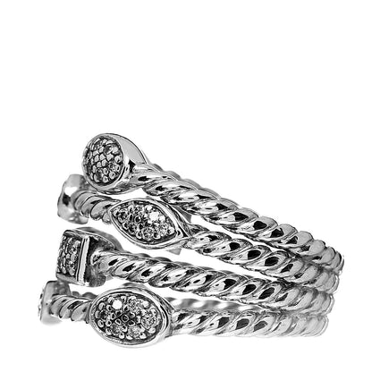 David Yurman Sterling Silver Diamond Confetti 4 Row Ring 52 6 3 of 5