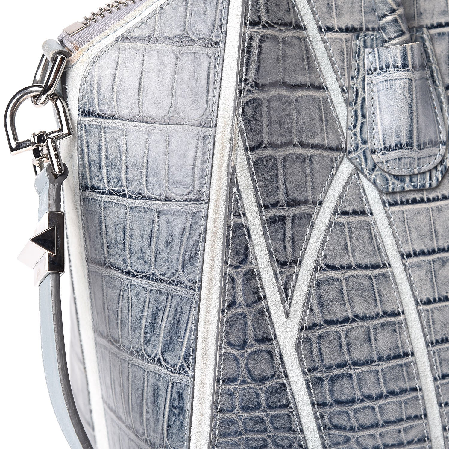 Givenchy Calfskin Crocodile Embossed Medium Antigona Blue 12 of 12
