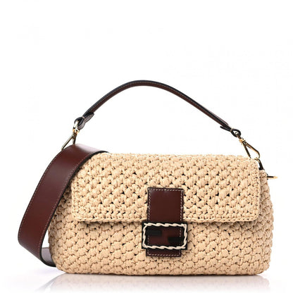Fendi Straw Vitello King Woven Baguette Natural Ghianda 1 of 10