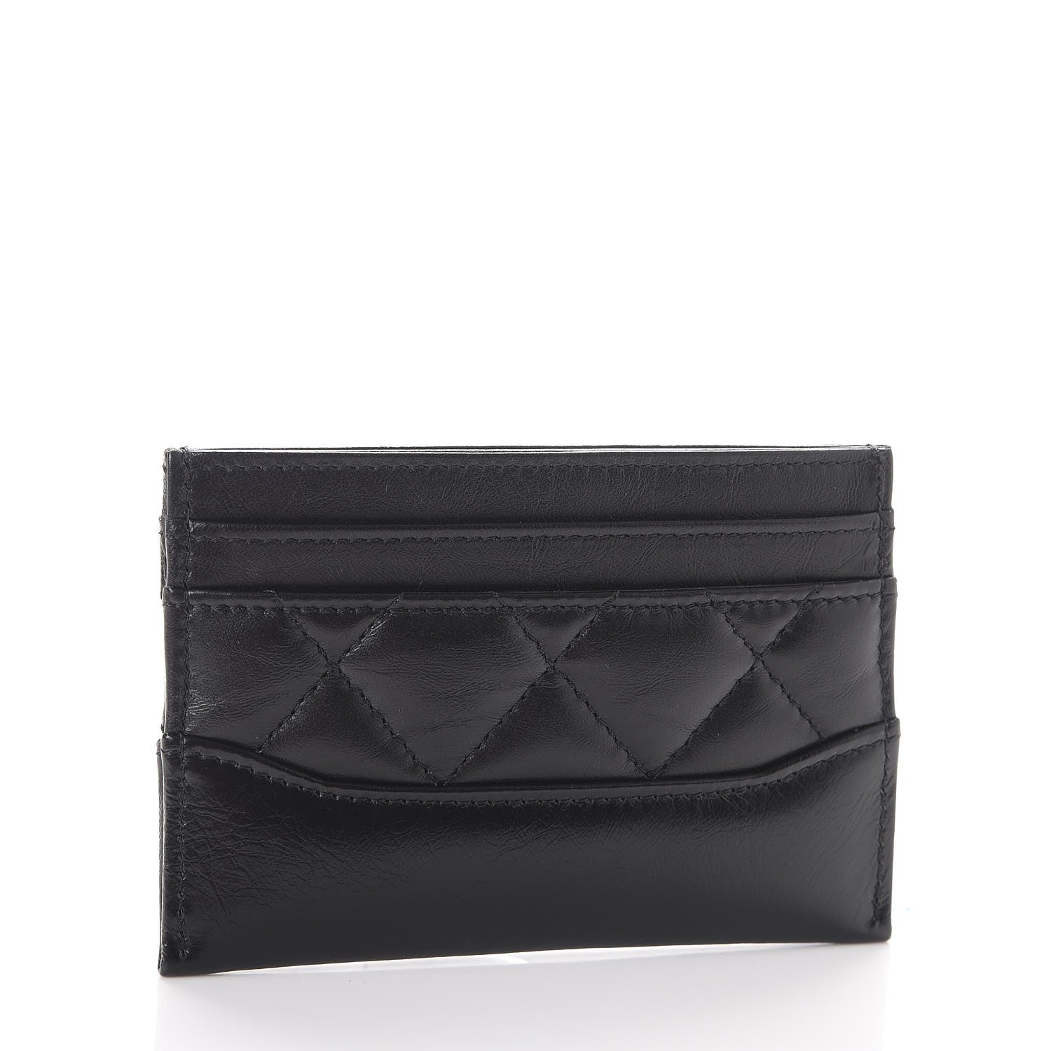 Chanel Aged Calfskin Quilted Gabrielle Card Holder Black 3 of 9
