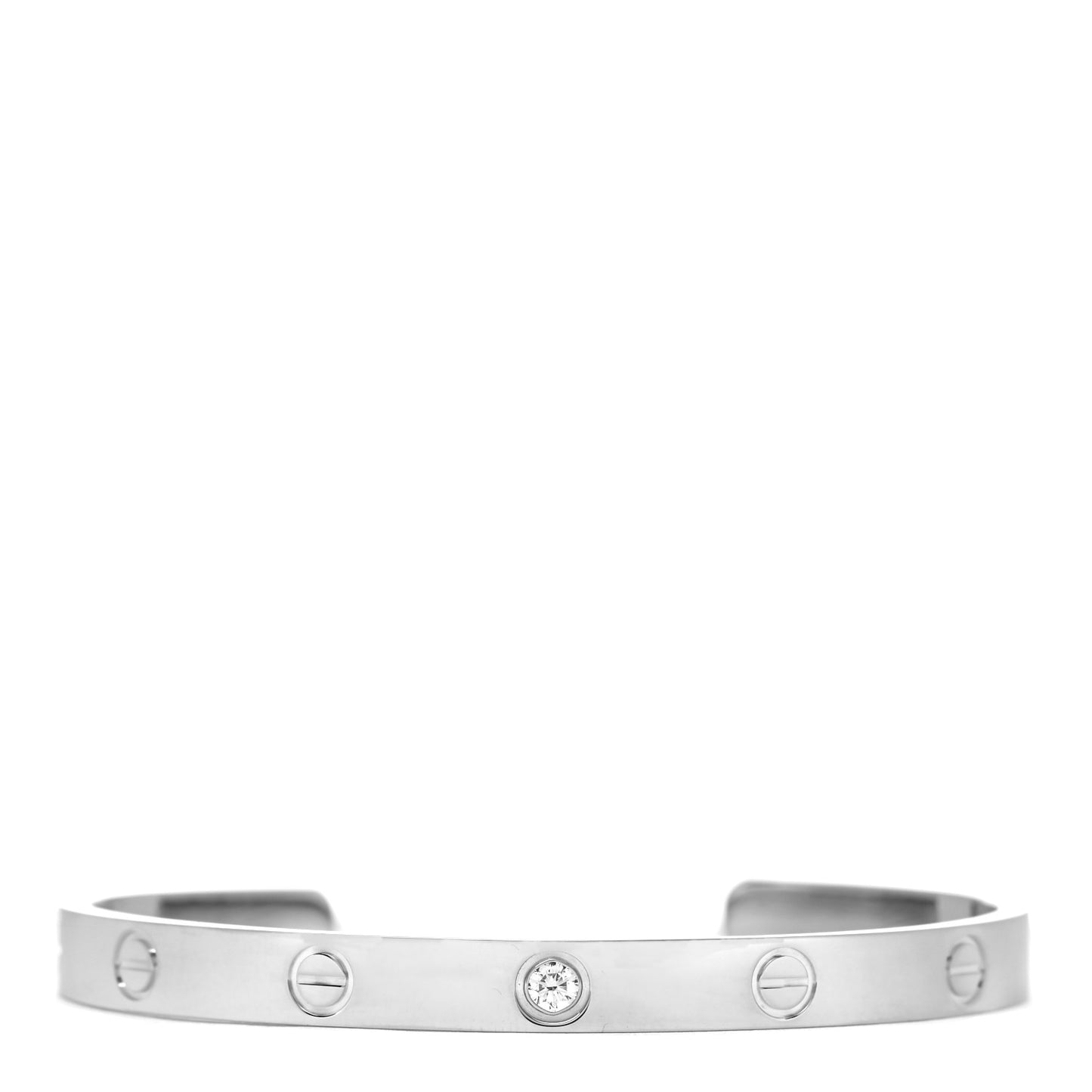 18K White Gold 1 Diamond LOVE Cuff Bracelet 18