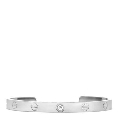 Cartier 18K White Gold 1 Diamond LOVE Cuff Bracelet 18 1 of 4