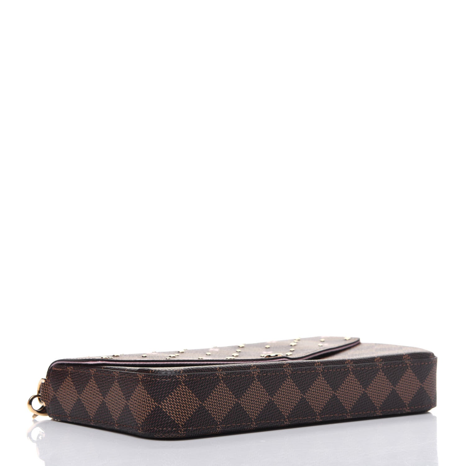 Louis Vuitton Damier Ebene Studded Pochette Felicie Chain Wallet 4 of 11