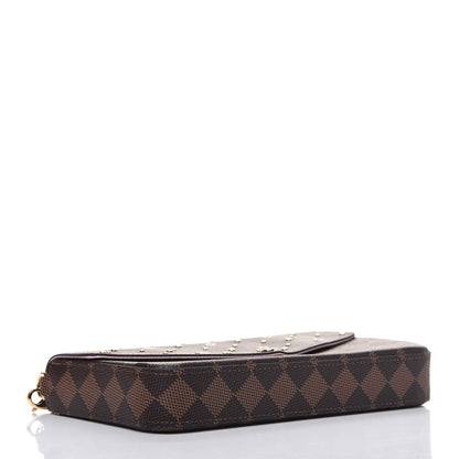 Louis Vuitton Damier Ebene Studded Pochette Felicie Chain Wallet 4 of 11