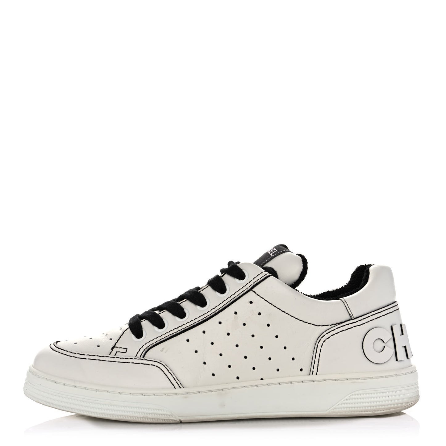 Calfskin Womens Logo Sneakers 38 White