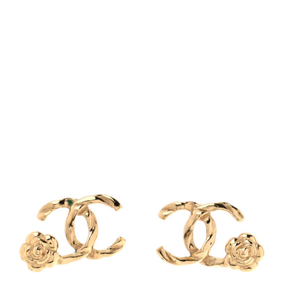 Chanel Metal Camellia CC Earrings Gold 1 of 6
