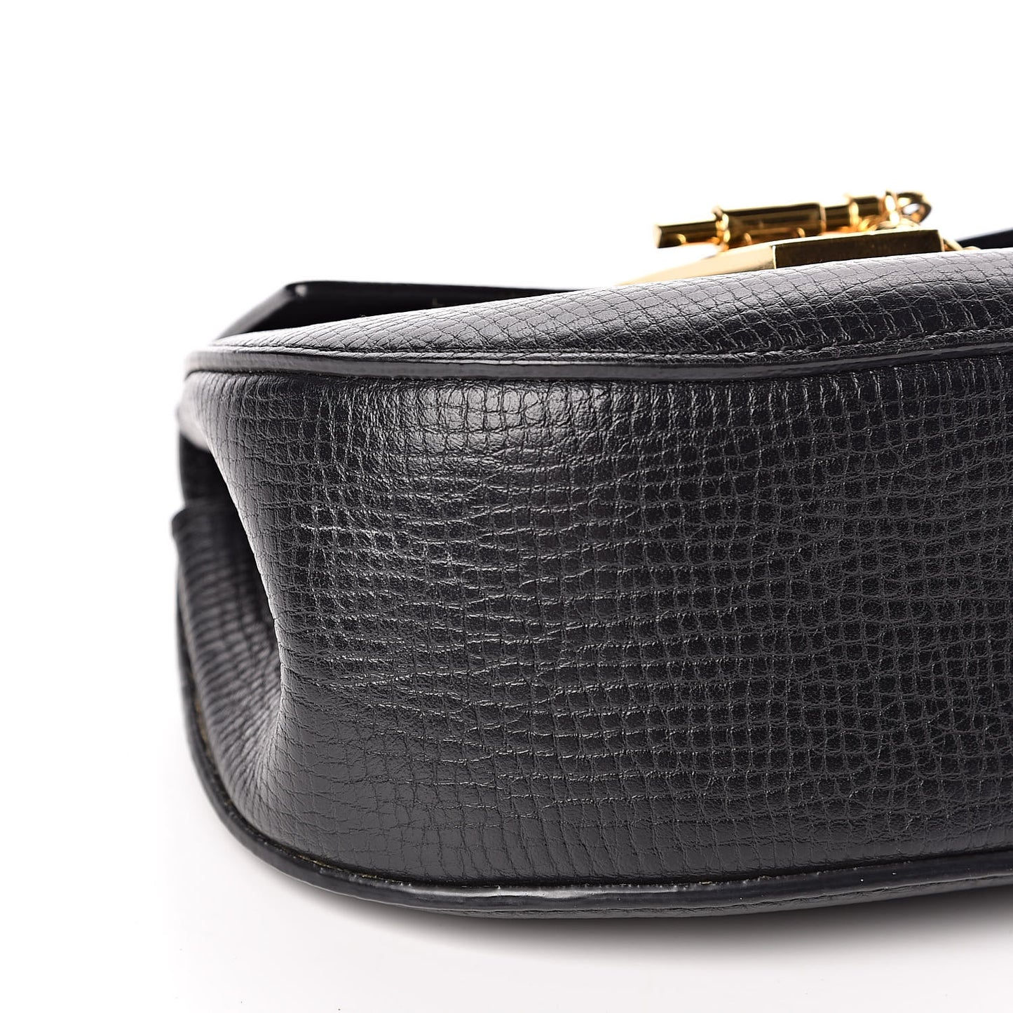 Textured Calfskin Lambskin Nano Drew Shoulder Bag Black