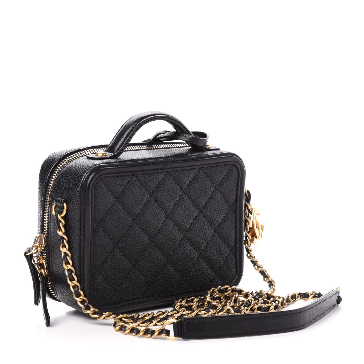 Chanel Caviar Quilted Small CC Filigree Vanity Case Black 3 of 10