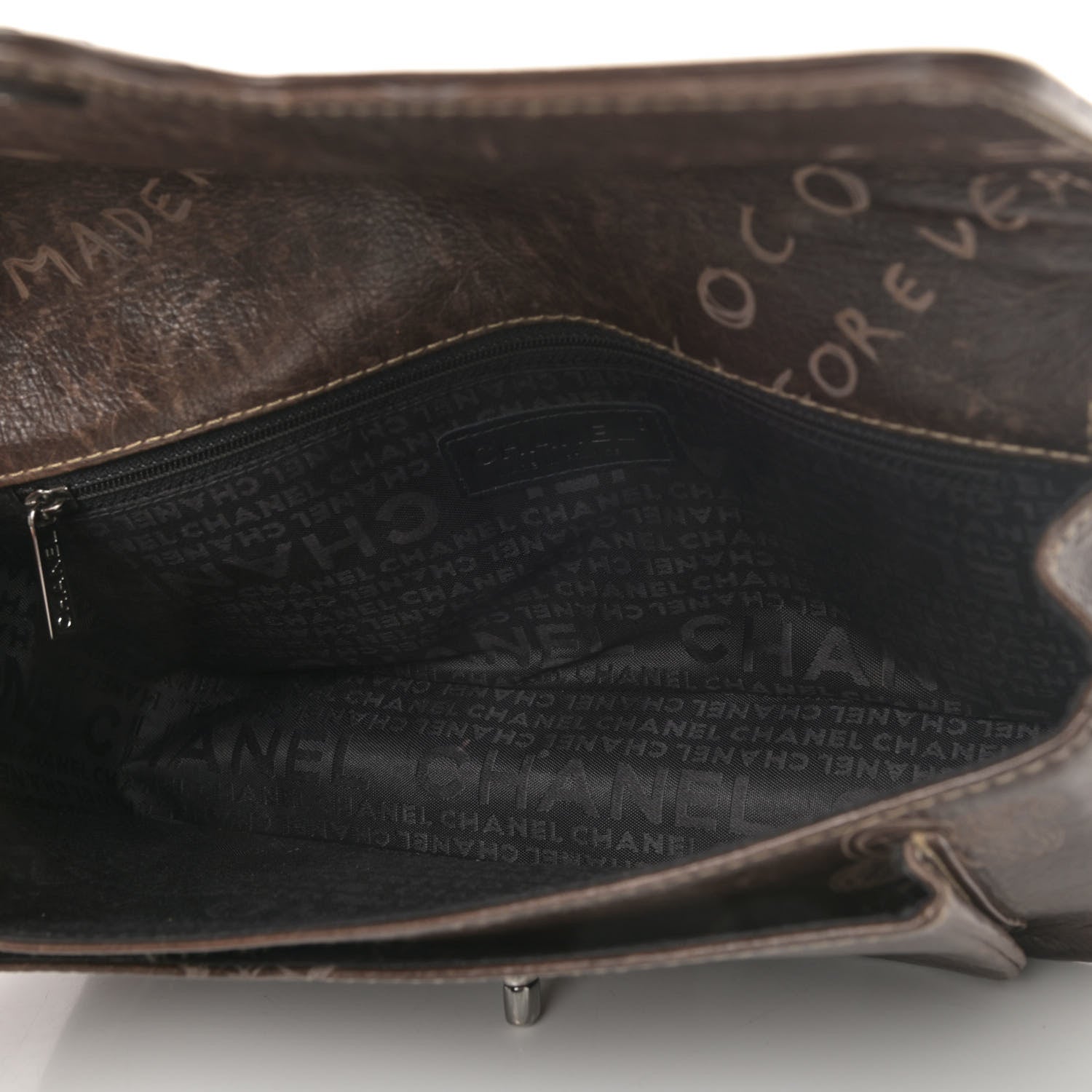 Chanel Calfskin Embossed Medium Flap Dark Brown 4 of 5