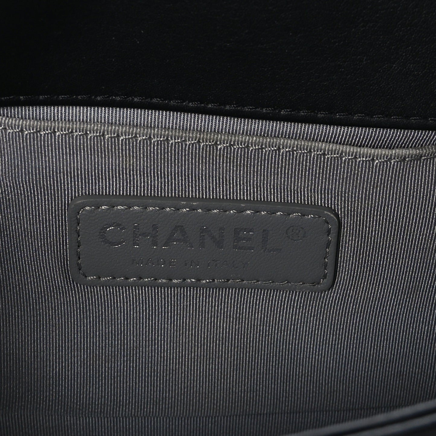 Calfskin Chevron Quilted Small Boy Flap Black