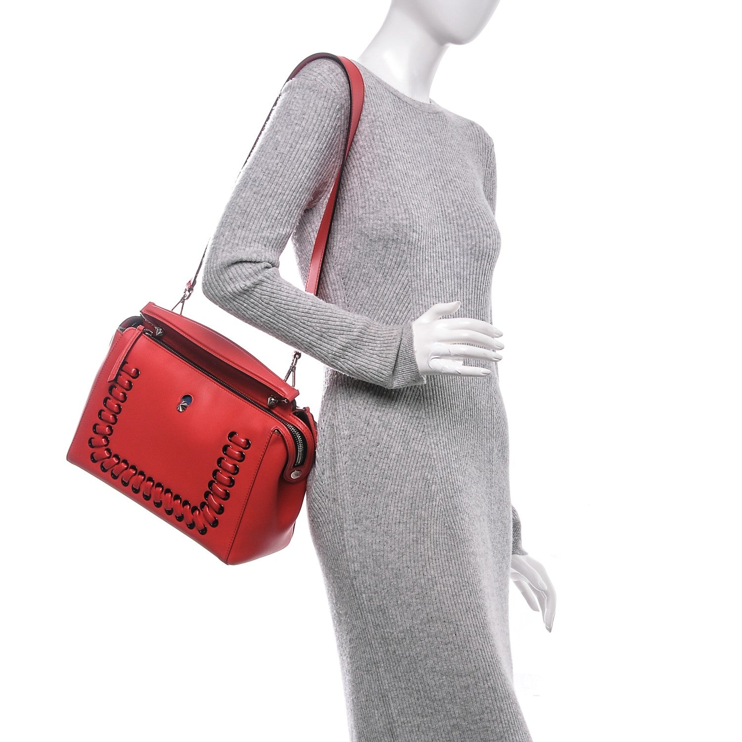 Fendi Vitello Baltico Dolce Shiny Nappa DotCom Satchel Caipiroska Bubblegum 2 of 10