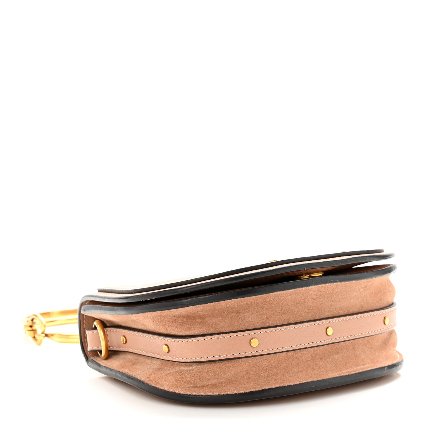 Calfskin Suede Small Nile Bracelet Bag Biscotti Beige