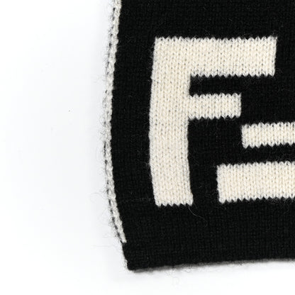 Fendi Cashmere Knit FF Scarf Black White 4 of 7