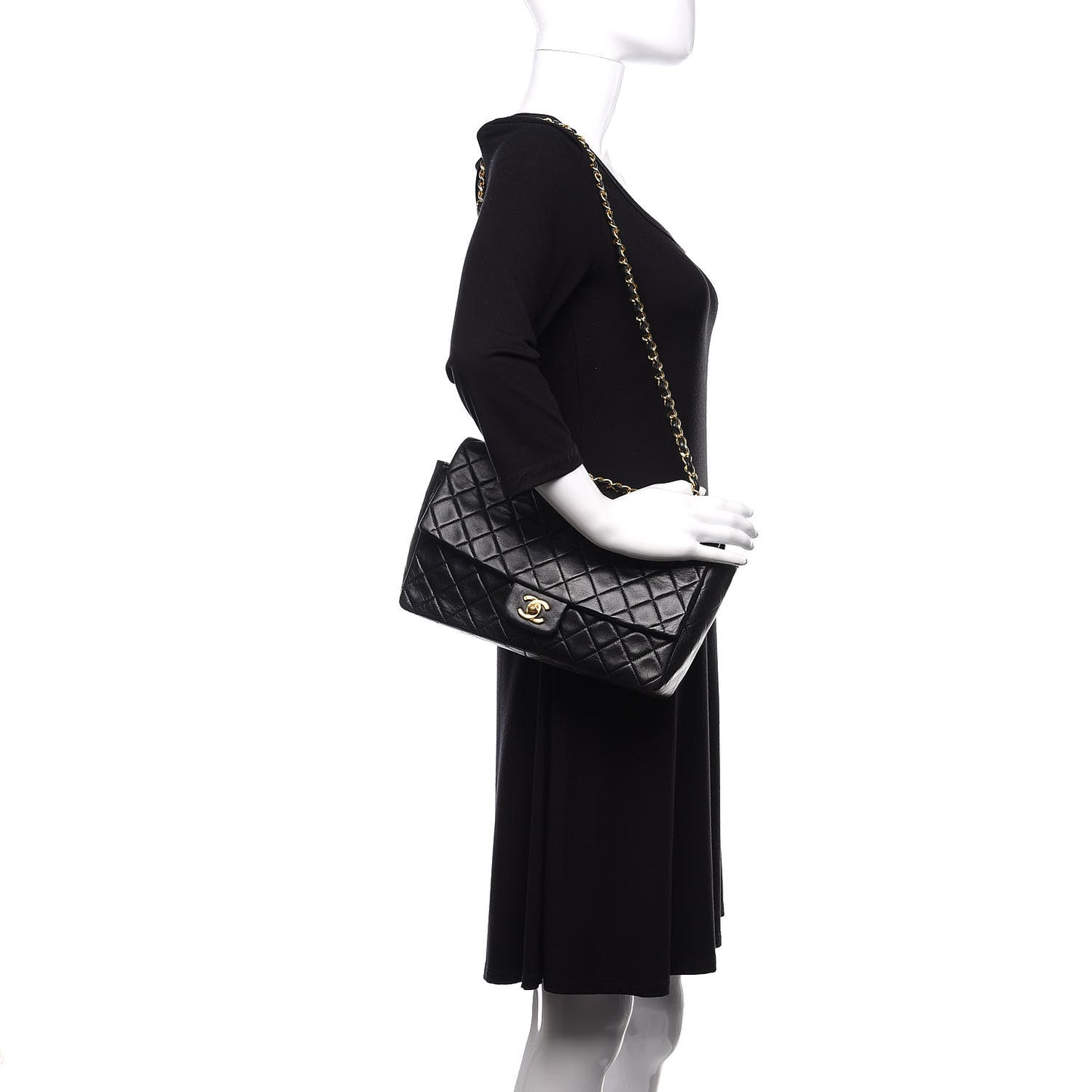 Lambskin Quilted Medium Single Flap Black