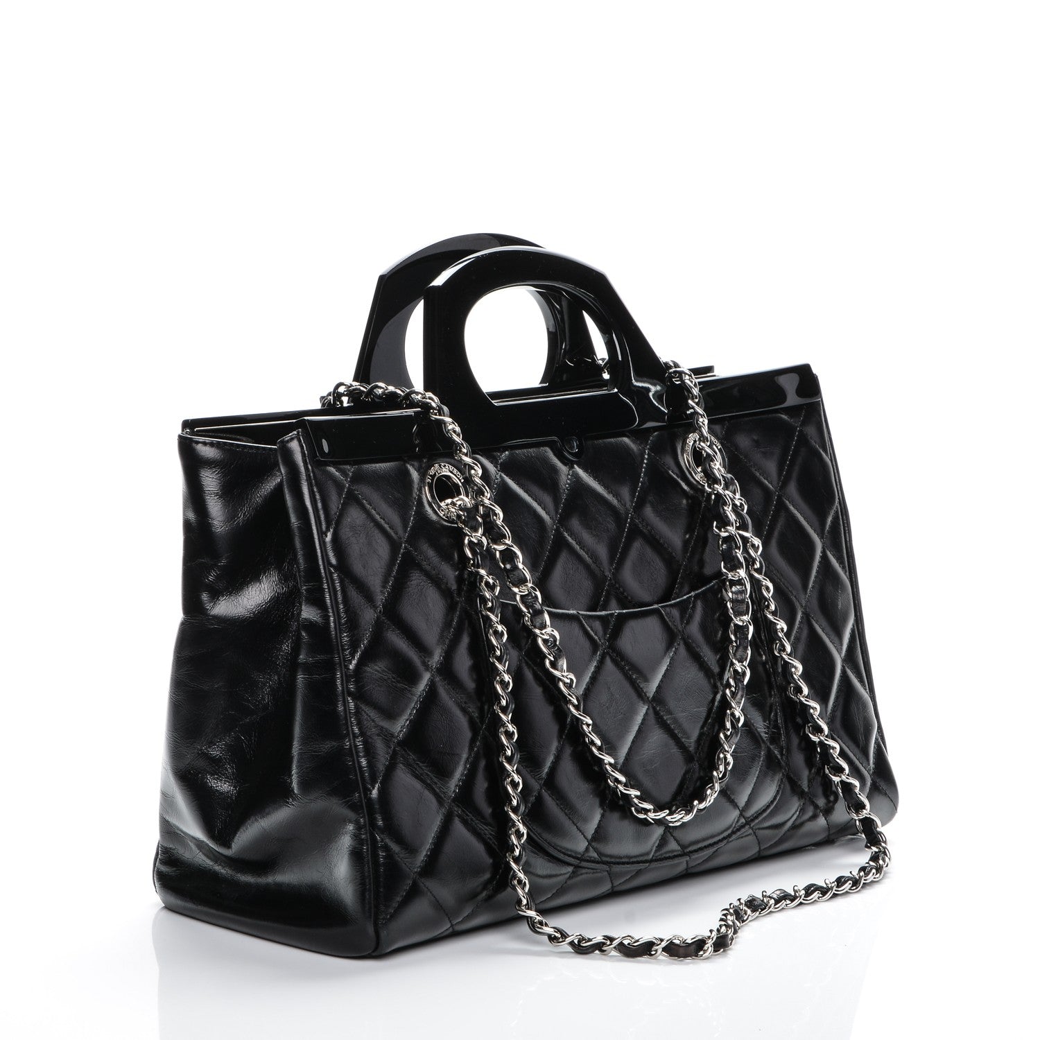 Chanel Glazed Calfskin Quilted Small CC Delivery Tote Black 3 of 7