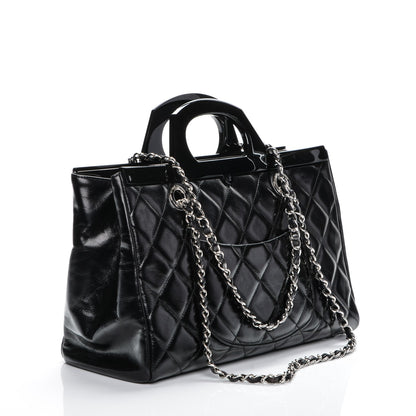 Chanel Glazed Calfskin Quilted Small CC Delivery Tote Black 3 of 7