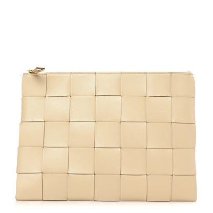 Bottega Veneta Nappa Maxi Intrecciato Medium Cassette Flat Zip Pouch Porridge 1 of 5