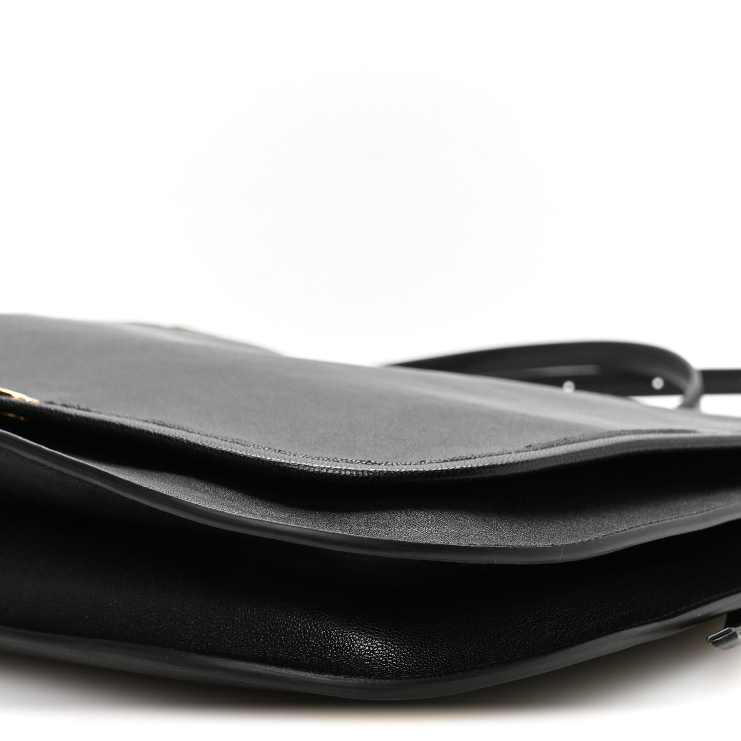 Shiny Lambskin Soft Triomphe Besace Bag Black