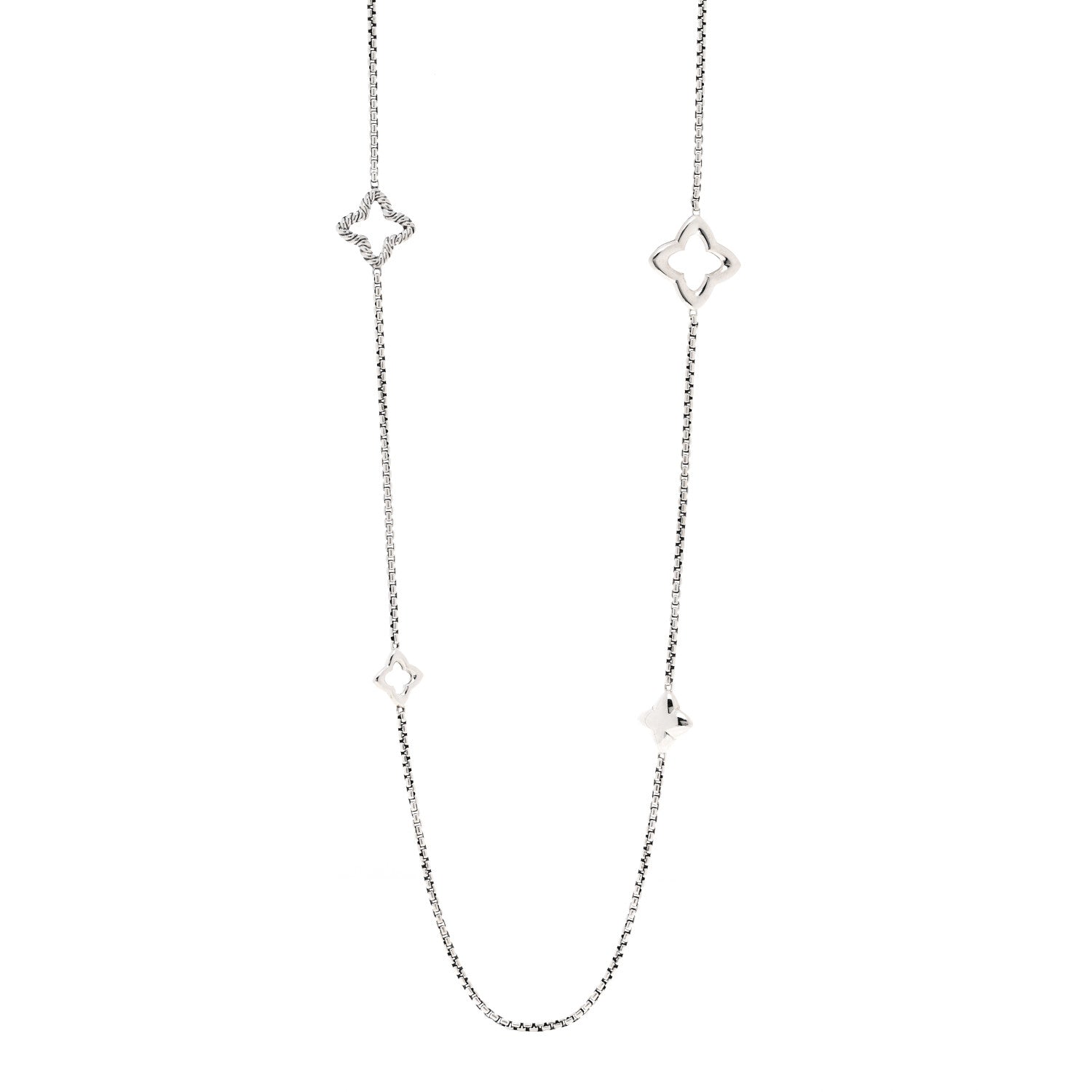 David Yurman Sterling Silver 25mm Quatrefoil Chain Necklace 1 of 4