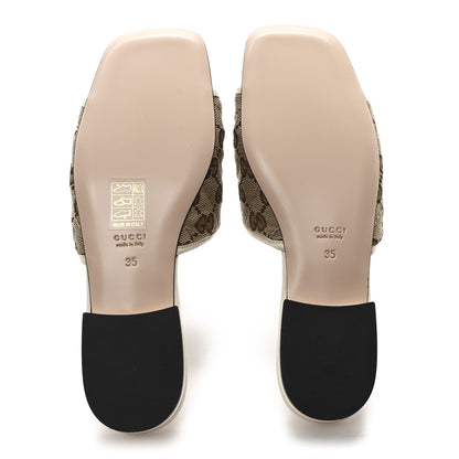 Gucci Monogram Matelasse Diagonal GG Marmont Flat Slide Sandals  35 Beige Ebony Mystic White 6 of 10