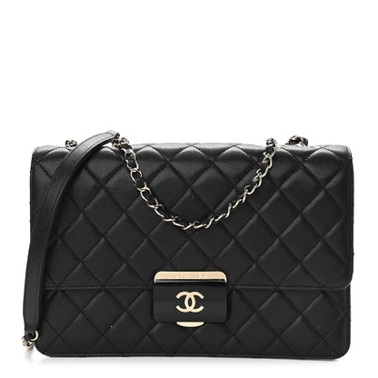 Chanel Sheepskin Quilted Large Beauty Lock Flap Black 1 of 9