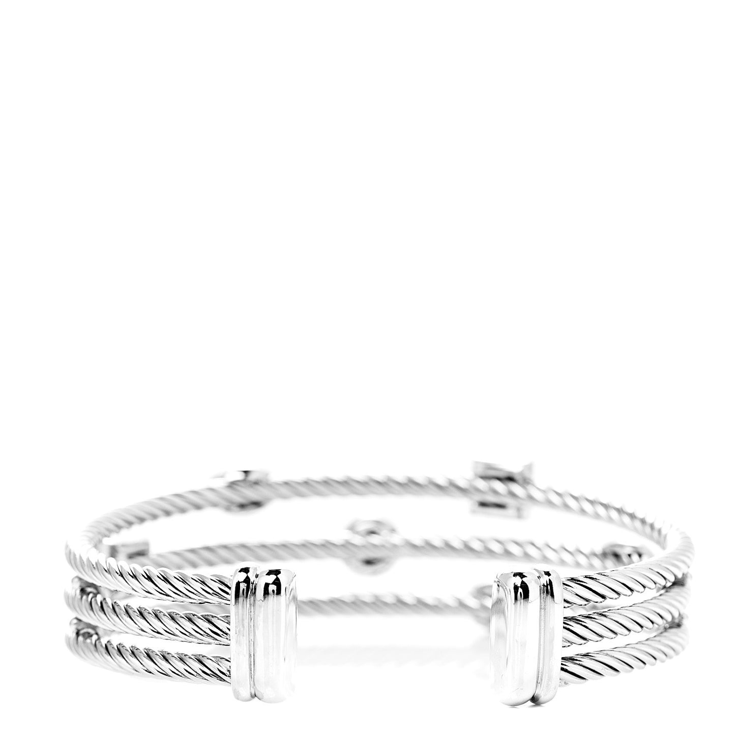 Sterling Silver Diamond Three Row Confetti Cuff Bracelet