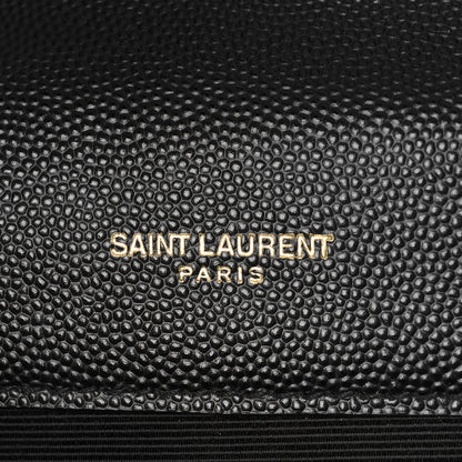 Saint Laurent Grain De Poudre Textured Mixed Matelasse Triquilt Medium Monogram Satchel Black 6 of 9