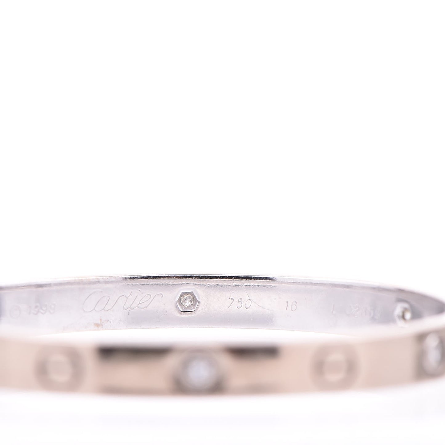 18K White Gold 6 Diamond LOVE Bracelet 16