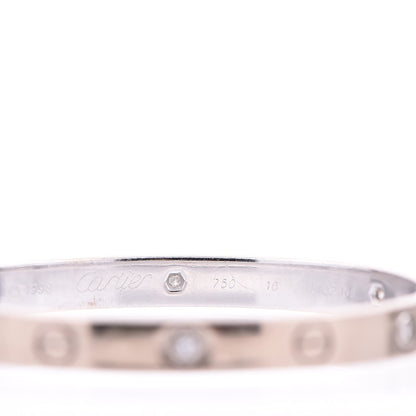 Cartier 18K White Gold 6 Diamond LOVE Bracelet 16 8 of 10