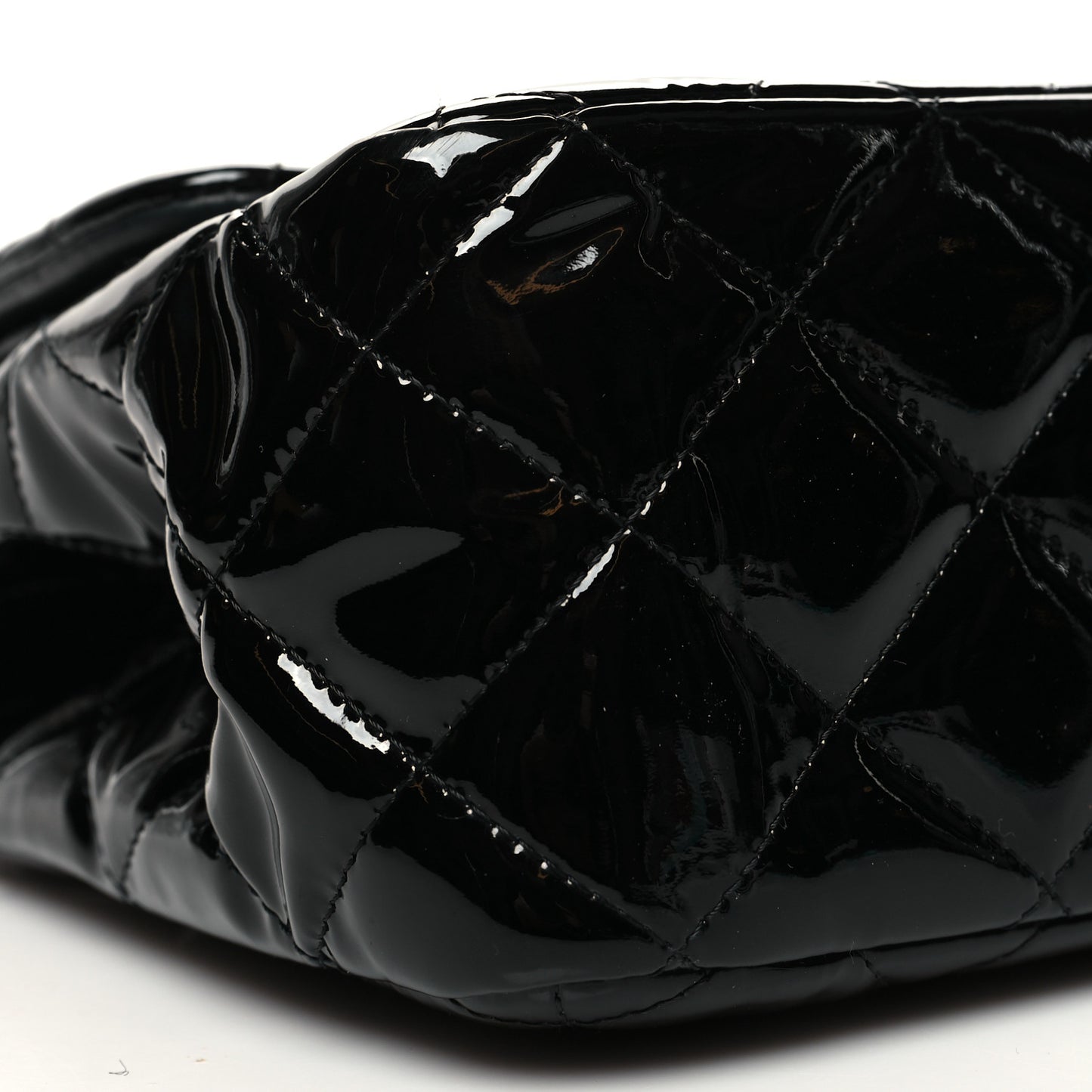 Patent Quilted Jumbo Double Flap Black